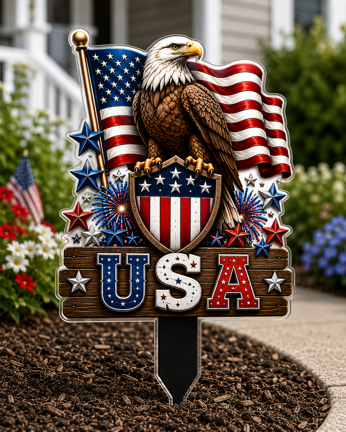 Patriotic Yard Sign | 4th of July Garden Decoration