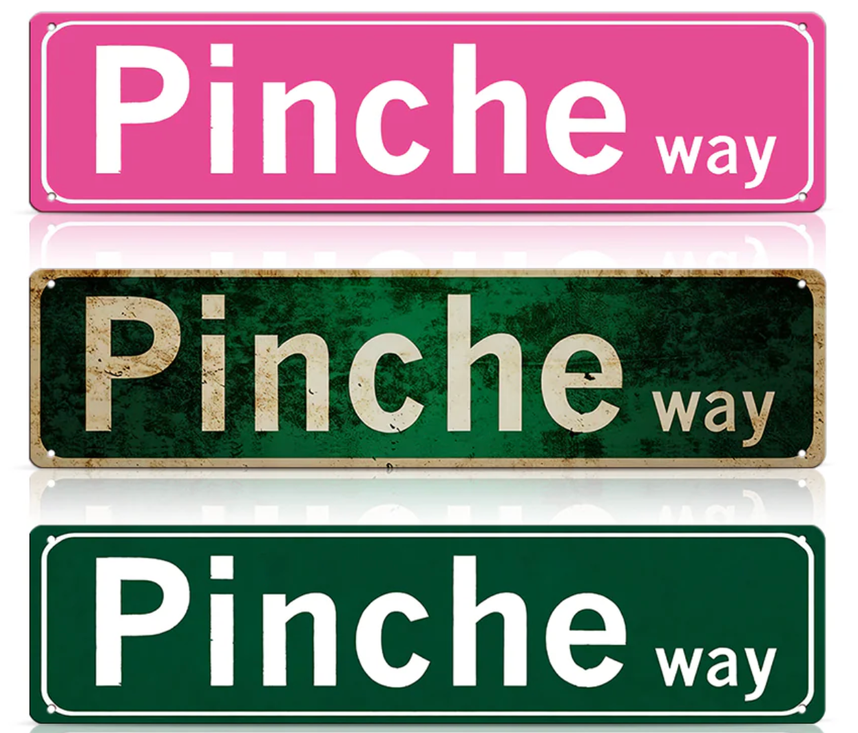 Pinche Way Metal Street Sign – Funny Vintage Wall Decor for Home, Garage, Bar & Man Cave