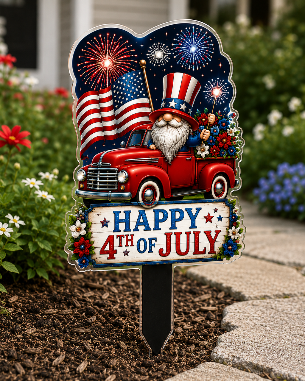 Patriotic Yard Sign | 4th of July Garden Decoration