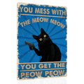 Funny Cat Tin Sign Vintage Metal Wall Art
