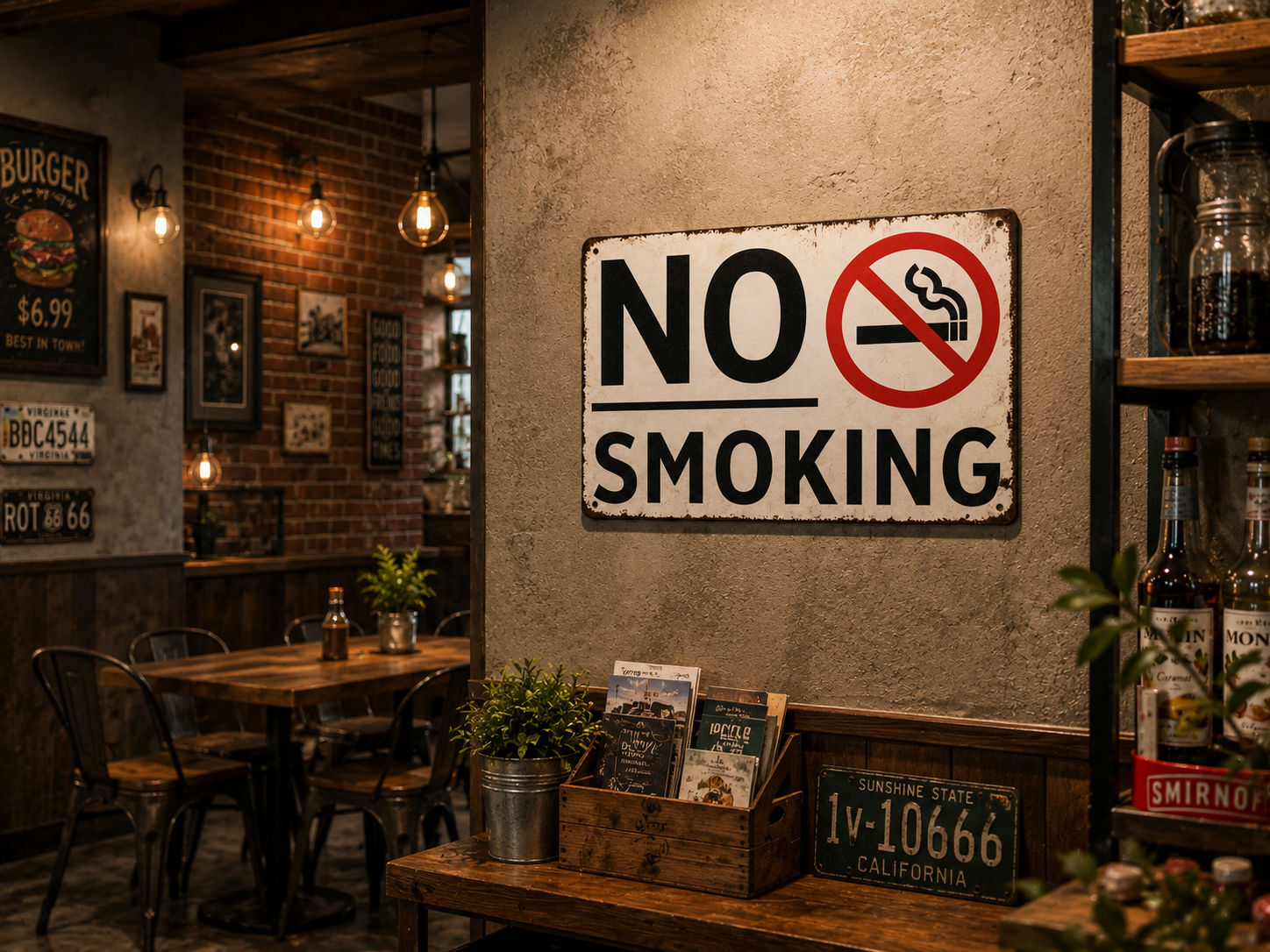 No Smoking Metal Sign – Vintage Style Wall Decor 8" x 12"