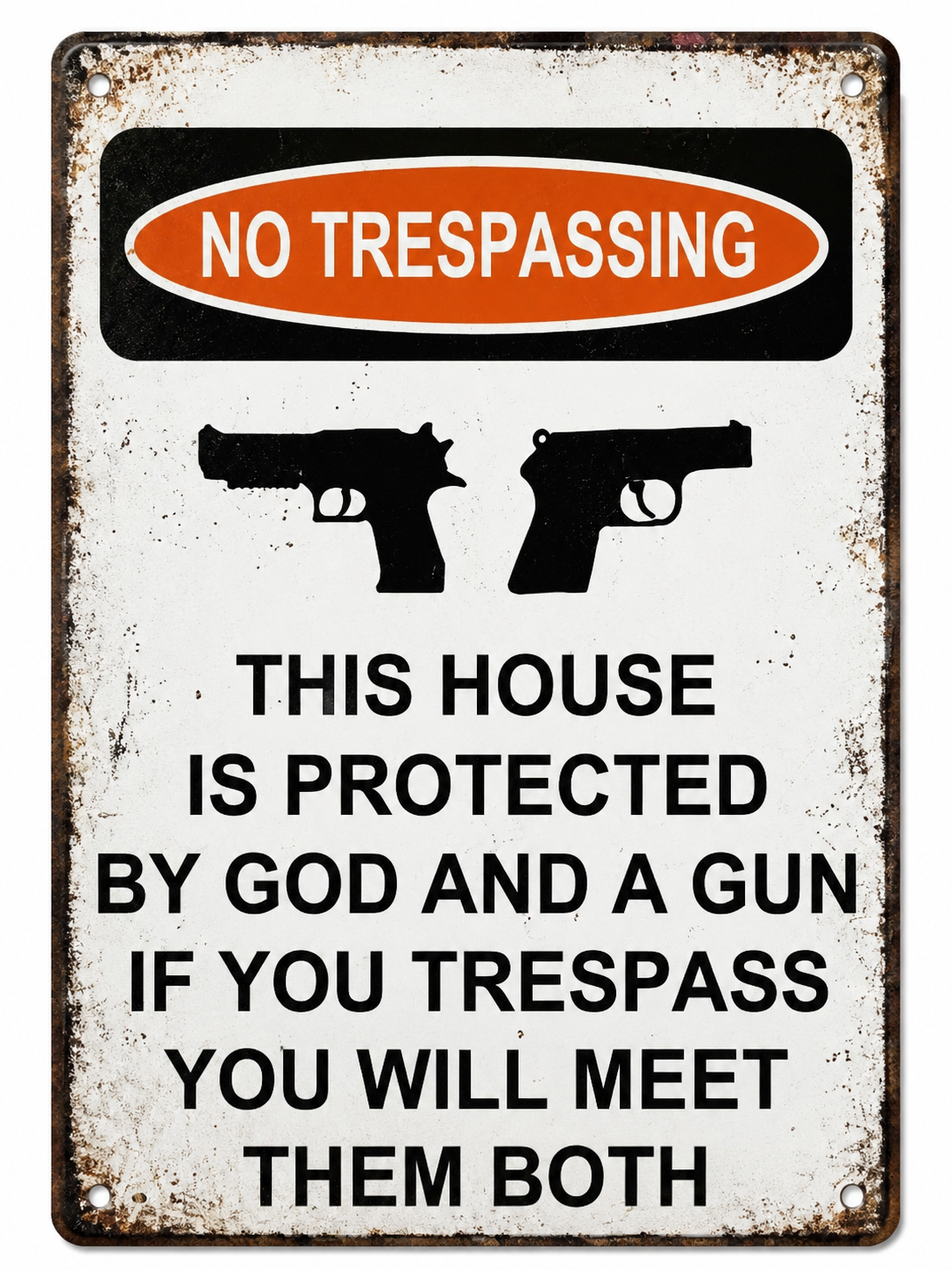 Funny No Trespassing Metal Sign – Vintage Warning Wall Decor for Home, Yard, Garage & Fence